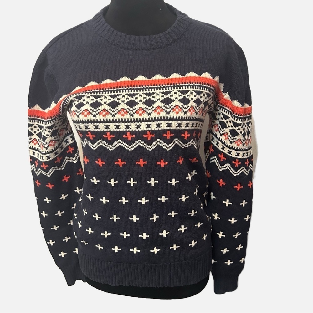 Wacko Maria Women’s Wool Pullover Sweater Intarsia Medium Fall Blue Medium